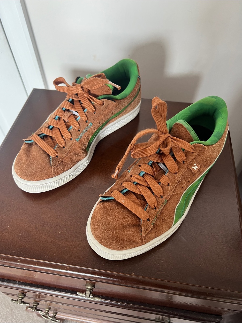 Puma Mine X Suede Classic Youth Friar Brown Fern Green Sneakers US 5 384485 01